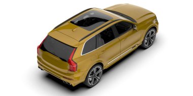Arka planda izole edilmiş gerçekçi bir SUV arabası. 3d görüntüleme - illüstrasyon