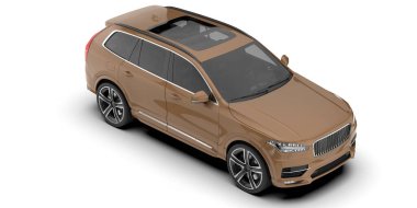 Arka planda izole edilmiş gerçekçi bir SUV arabası. 3d görüntüleme - illüstrasyon