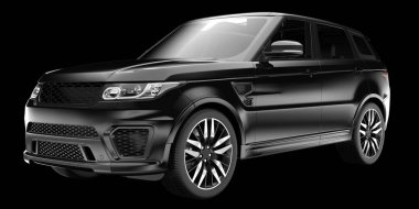 Arka planda izole edilmiş gerçekçi bir SUV arabası. 3d görüntüleme - illüstrasyon