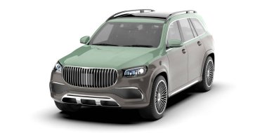 Arka planda izole edilmiş gerçekçi bir SUV arabası. 3d görüntüleme - illüstrasyon