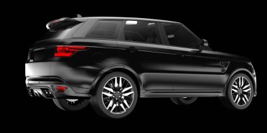 Arka planda izole edilmiş gerçekçi bir SUV arabası. 3d görüntüleme - illüstrasyon