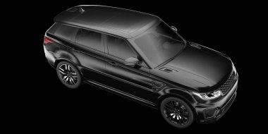 Arka planda izole edilmiş gerçekçi bir SUV arabası. 3d görüntüleme - illüstrasyon