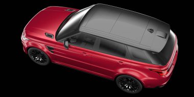 Arka planda izole edilmiş gerçekçi bir SUV arabası. 3d görüntüleme - illüstrasyon