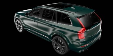 Arka planda izole edilmiş gerçekçi bir SUV arabası. 3d görüntüleme - illüstrasyon