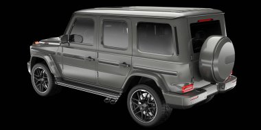 Arka planda izole edilmiş gerçekçi bir SUV arabası. 3d görüntüleme - illüstrasyon