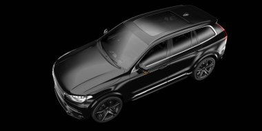 Arka planda izole edilmiş gerçekçi bir SUV arabası. 3d görüntüleme - illüstrasyon