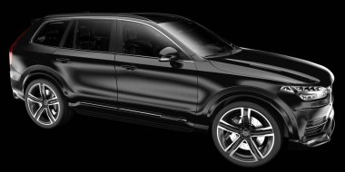 Arka planda izole edilmiş gerçekçi bir SUV arabası. 3d görüntüleme - illüstrasyon