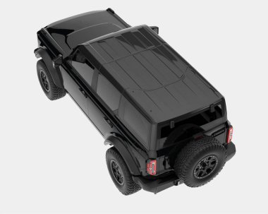 Arka planda izole edilmiş gerçekçi bir SUV arabası. 3d görüntüleme - illüstrasyon