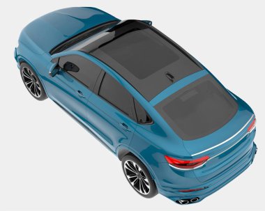 Arka planda izole edilmiş gerçekçi bir SUV arabası. 3d görüntüleme - illüstrasyon