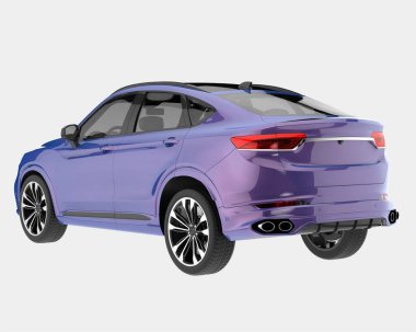 Arka planda izole edilmiş gerçekçi bir SUV arabası. 3d görüntüleme - illüstrasyon