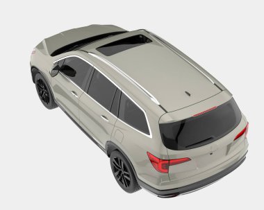 Arka planda izole edilmiş gerçekçi bir SUV arabası. 3d görüntüleme - illüstrasyon