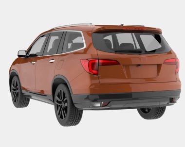 Arka planda izole edilmiş gerçekçi bir SUV arabası. 3d görüntüleme - illüstrasyon