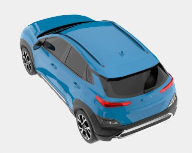 Arka planda izole edilmiş gerçekçi bir SUV arabası. 3d görüntüleme - illüstrasyon
