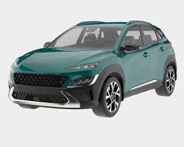 Arka planda izole edilmiş gerçekçi bir SUV arabası. 3d görüntüleme - illüstrasyon