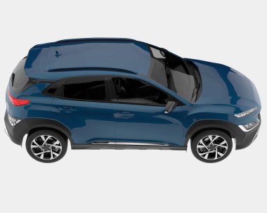 Arka planda izole edilmiş gerçekçi bir SUV arabası. 3d görüntüleme - illüstrasyon