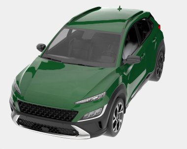 Arka planda izole edilmiş gerçekçi bir SUV arabası. 3d görüntüleme - illüstrasyon