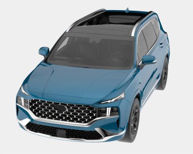 Arka planda izole edilmiş gerçekçi bir SUV arabası. 3d görüntüleme - illüstrasyon