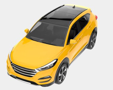 Arka planda izole edilmiş gerçekçi bir SUV arabası. 3d görüntüleme - illüstrasyon