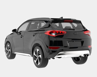 Arka planda izole edilmiş gerçekçi bir SUV arabası. 3d görüntüleme - illüstrasyon