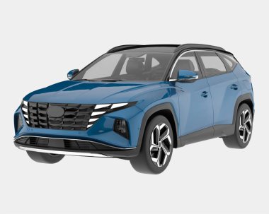 Arka planda izole edilmiş gerçekçi bir SUV arabası. 3d görüntüleme - illüstrasyon