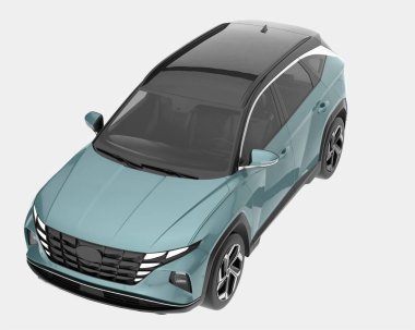 Arka planda izole edilmiş gerçekçi bir SUV arabası. 3d görüntüleme - illüstrasyon