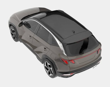 Arka planda izole edilmiş gerçekçi bir SUV arabası. 3d görüntüleme - illüstrasyon