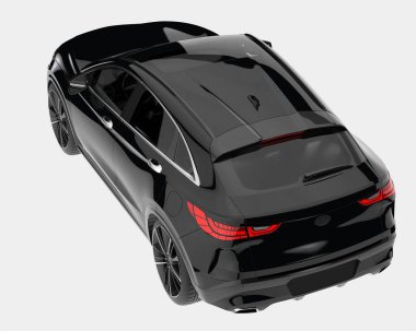 Arka planda izole edilmiş gerçekçi bir SUV arabası. 3d görüntüleme - illüstrasyon