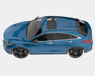 Arka planda izole edilmiş gerçekçi bir SUV arabası. 3d görüntüleme - illüstrasyon