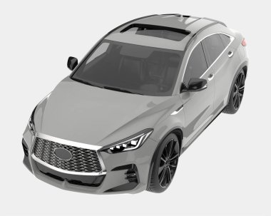 Arka planda izole edilmiş gerçekçi bir SUV arabası. 3d görüntüleme - illüstrasyon