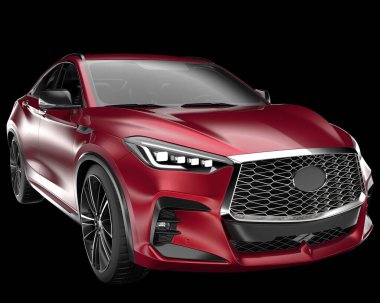 Arka planda izole edilmiş gerçekçi bir SUV arabası. 3d görüntüleme - illüstrasyon