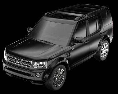 Arka planda izole edilmiş gerçekçi bir SUV arabası. 3d görüntüleme - illüstrasyon