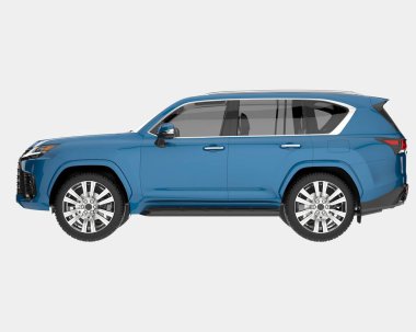 Arka planda izole edilmiş gerçekçi bir SUV arabası. 3d görüntüleme - illüstrasyon