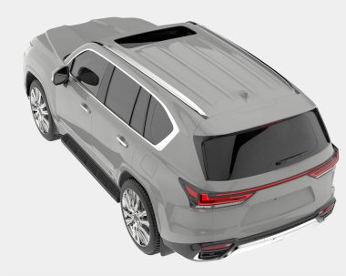 Arka planda izole edilmiş gerçekçi bir SUV arabası. 3d görüntüleme - illüstrasyon