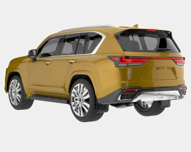 Arka planda izole edilmiş gerçekçi bir SUV arabası. 3d görüntüleme - illüstrasyon