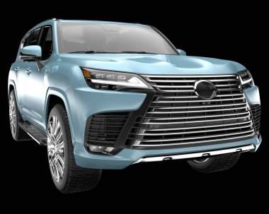Arka planda izole edilmiş gerçekçi bir SUV arabası. 3d görüntüleme - illüstrasyon
