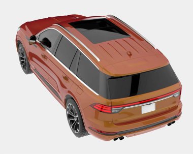 Arka planda izole edilmiş gerçekçi bir SUV arabası. 3d görüntüleme - illüstrasyon