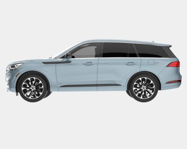 Arka planda izole edilmiş gerçekçi bir SUV arabası. 3d görüntüleme - illüstrasyon