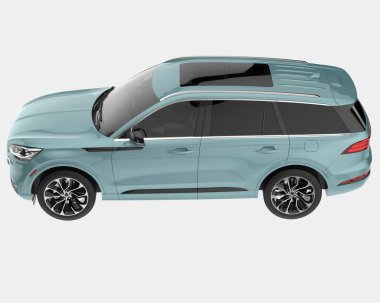 Arka planda izole edilmiş gerçekçi bir SUV arabası. 3d görüntüleme - illüstrasyon