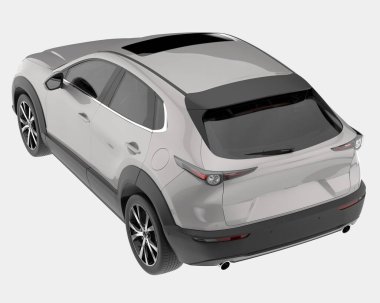 Arka planda izole edilmiş gerçekçi bir SUV arabası. 3d görüntüleme - illüstrasyon