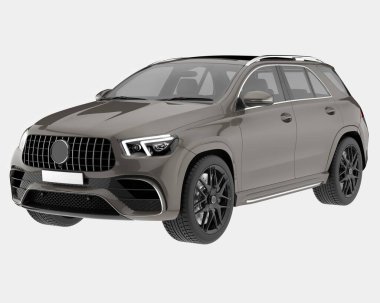 Arka planda izole edilmiş gerçekçi bir SUV arabası. 3d görüntüleme - illüstrasyon
