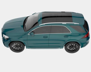 Arka planda izole edilmiş gerçekçi bir SUV arabası. 3d görüntüleme - illüstrasyon