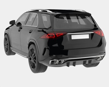 Arka planda izole edilmiş gerçekçi bir SUV arabası. 3d görüntüleme - illüstrasyon