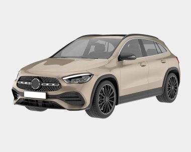 Arka planda izole edilmiş gerçekçi bir SUV arabası. 3d görüntüleme - illüstrasyon