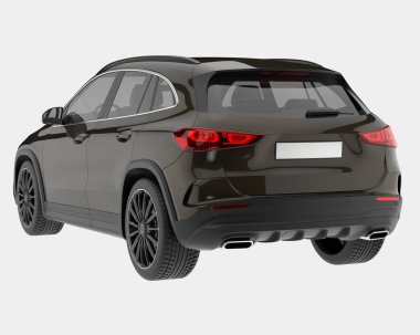 Arka planda izole edilmiş gerçekçi bir SUV arabası. 3d görüntüleme - illüstrasyon
