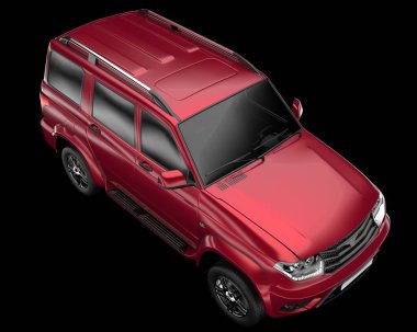 Arka planda izole edilmiş gerçekçi bir SUV arabası. 3d görüntüleme - illüstrasyon