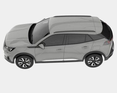 Arka planda izole edilmiş gerçekçi bir SUV arabası. 3d görüntüleme - illüstrasyon