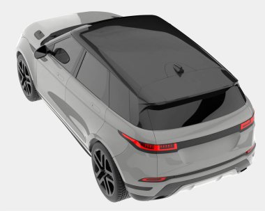 Arka planda izole edilmiş gerçekçi bir SUV arabası. 3d görüntüleme - illüstrasyon