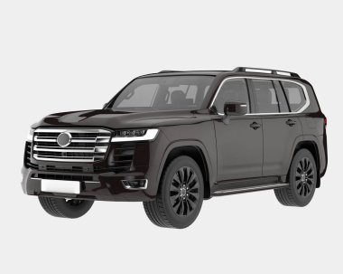 Arka planda izole edilmiş gerçekçi bir SUV arabası. 3d görüntüleme - illüstrasyon