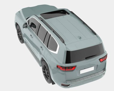 Arka planda izole edilmiş gerçekçi bir SUV arabası. 3d görüntüleme - illüstrasyon