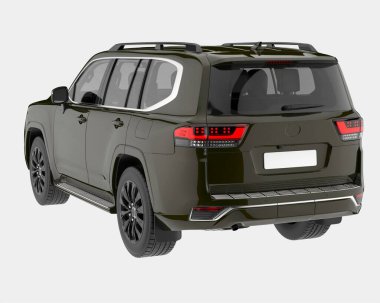 Arka planda izole edilmiş gerçekçi bir SUV arabası. 3d görüntüleme - illüstrasyon
